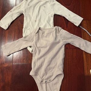 Target Ribbed Long Sleeve Baby Bodysuit Set - Cream and Light Tan